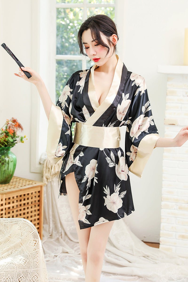 floral japanese kimono satin robe - 3