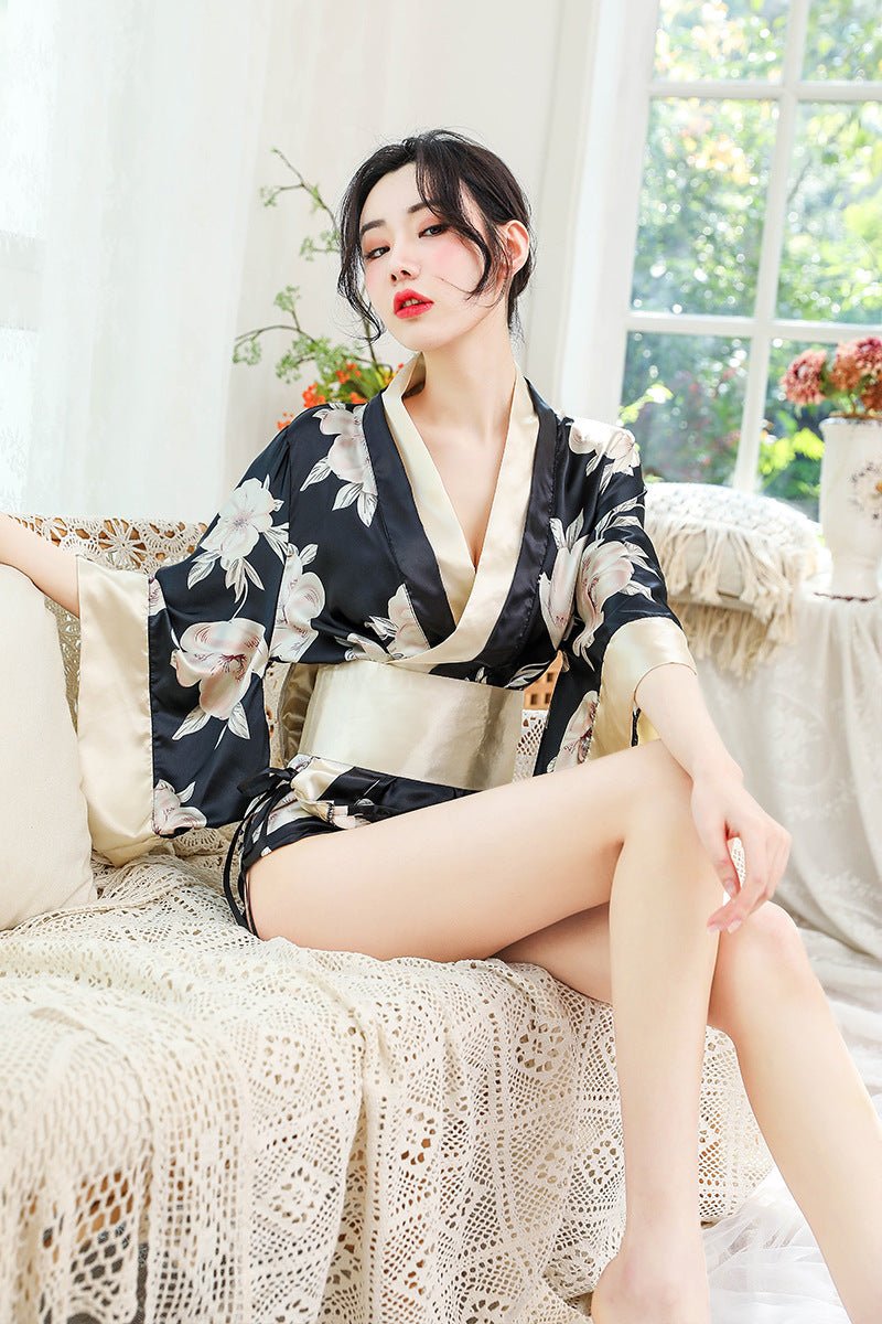 floral japanese kimono satin robe - 6