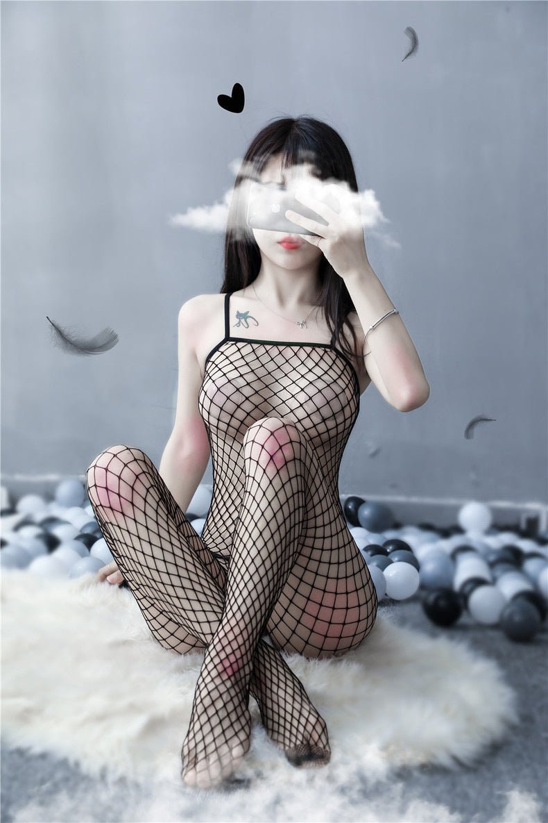 black industrial net suspender bodystocking - 4