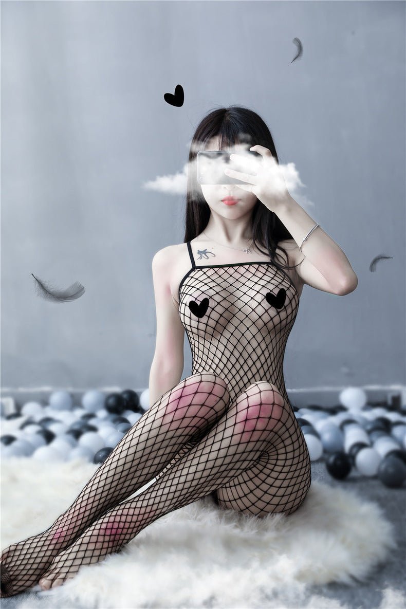 black industrial net suspender bodystocking - 6